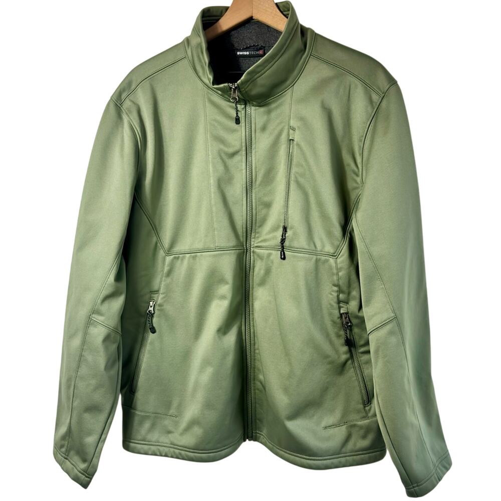 SWISS TECH MEN'S OLIVE GREEN FULL ZIP LONG SLEEVE JACKET SIZE LARGE WINTER